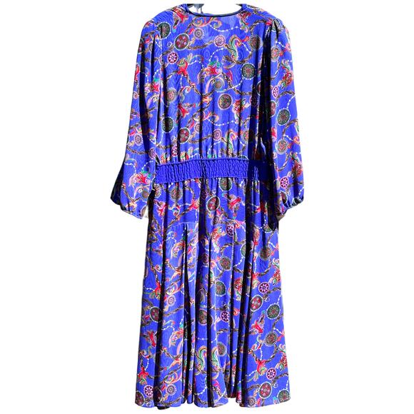 Diane Freis Original 80s Georgette Pattern Maxi Dress Large Extra Large - Picture 2 of 10